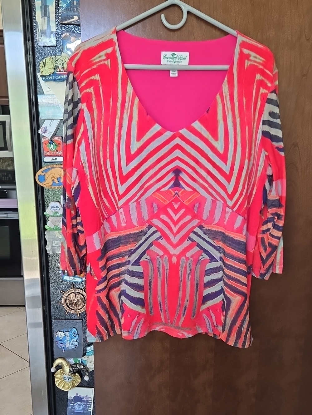 Coco + Carmen V-Neck Abstract Stripe Tunic - Hot Pink